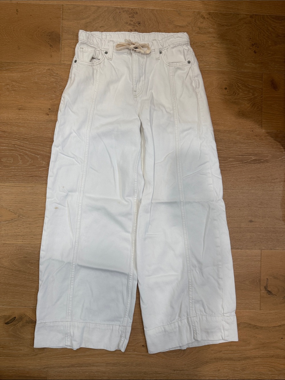 GAP White Wide-Leg Drawstring Waist Jeans